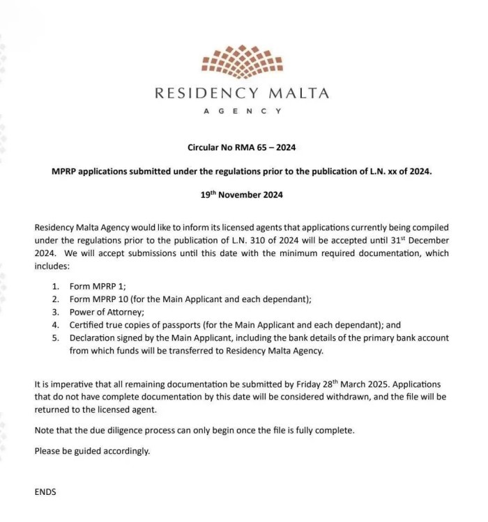 马耳他移民局发布新规