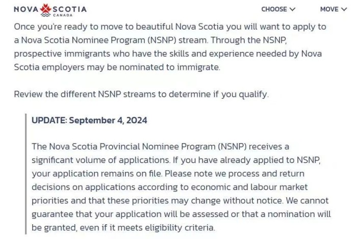 新斯科舍省移民大量申请
