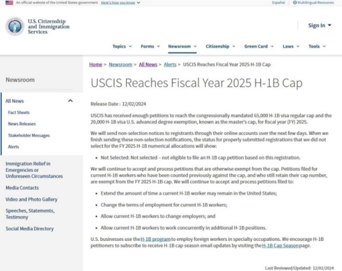 25财年H-1B抽签结束