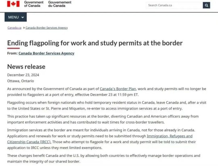 加拿大终结“边境换签证”Flagpoling