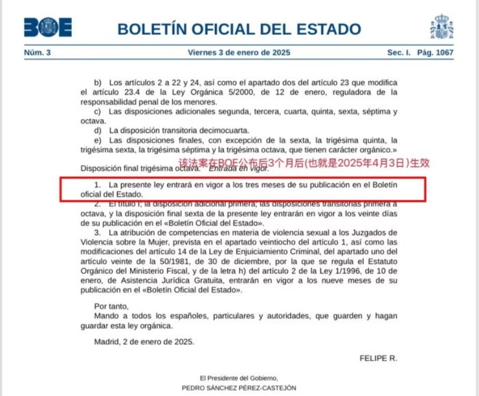 西班牙BOE公布法案细则