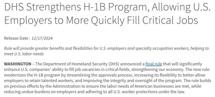 美国H-1B迎来最大规模改革