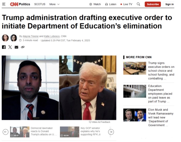 川普裁撤美国教育部