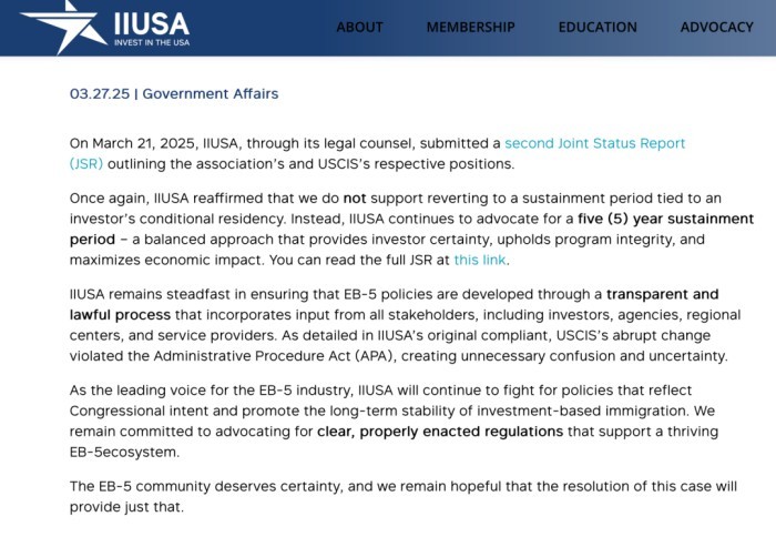 EB-5投资维持期诉讼案