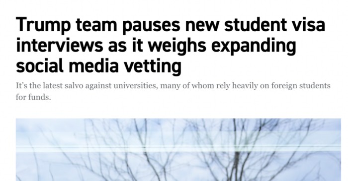 美国全面暂停留学生面签