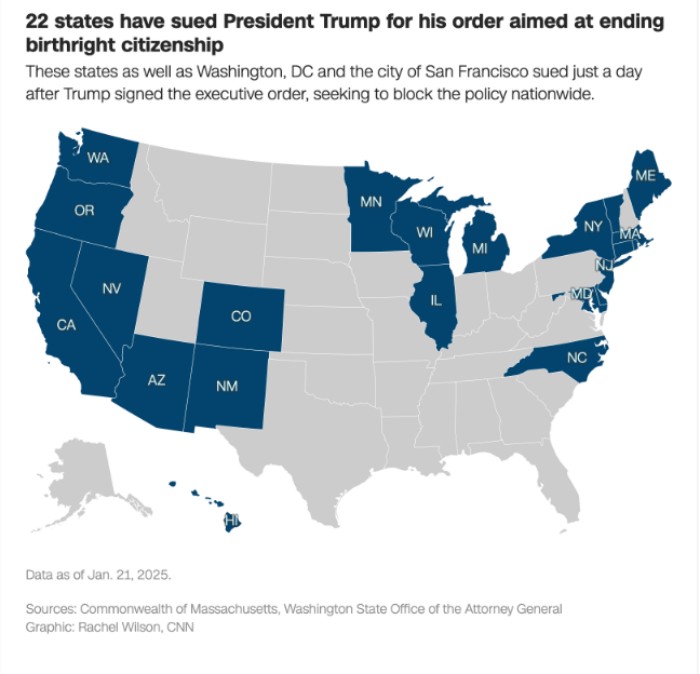 22个民主党的州提出起诉