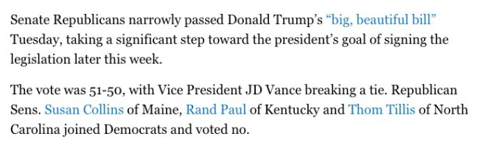 “大而美法案”通过