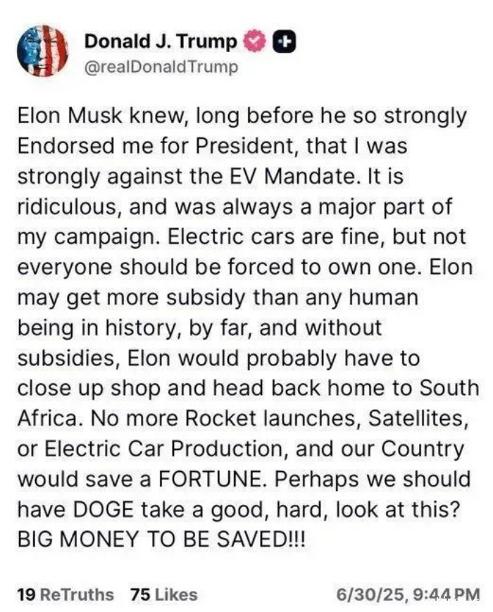 川普强硬回应欲“驱逐”马斯克