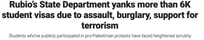 美方今年已撤销逾6000名学生签证