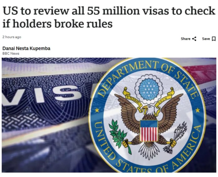 美国将审查5500万合法签证