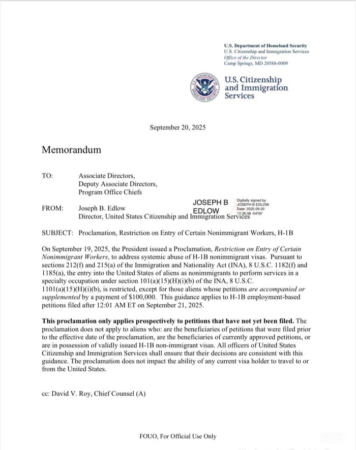 H-1B签证新规