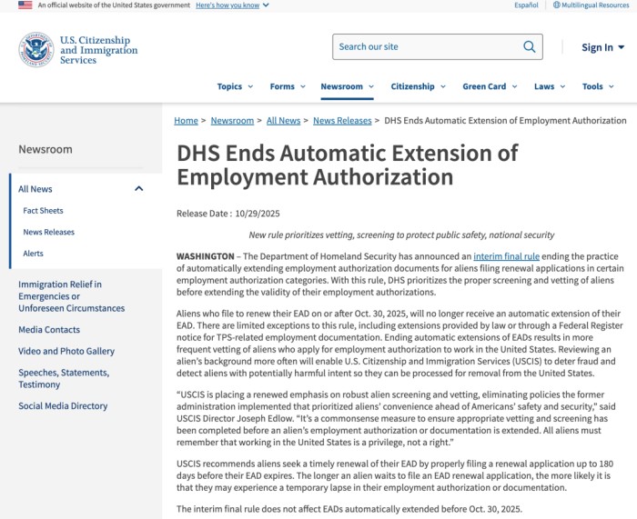 EAD工卡不再自动续期