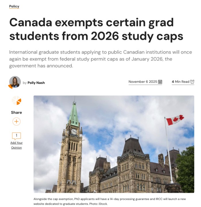 2026加拿大硕博学签“无限配额”