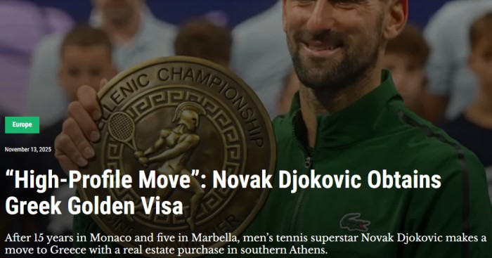 网坛天王移居希腊