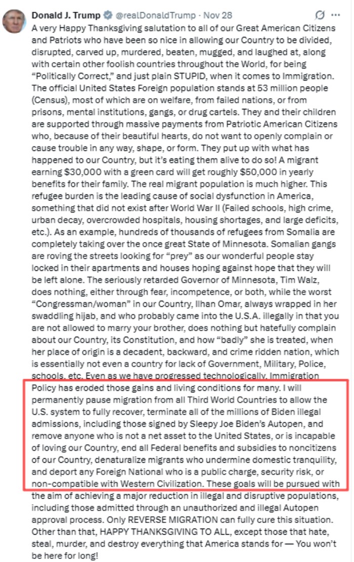 暂停第三世界国家的移民