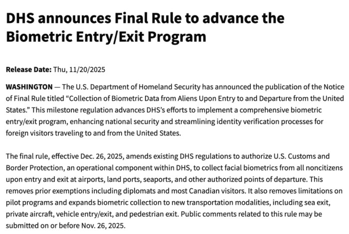 出入境生物识别规则