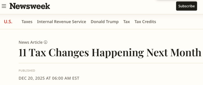 美国11项税收变化