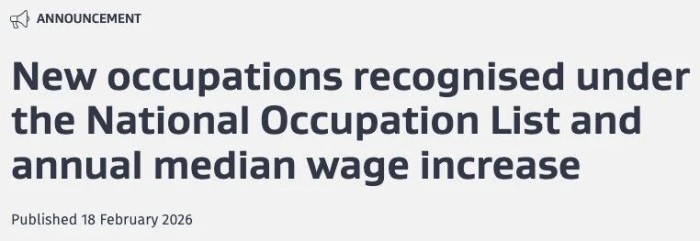 新西兰宣布新增47个NOL职业