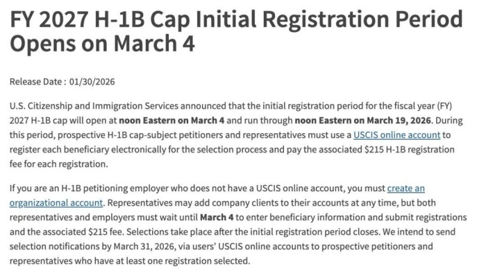 H-1B注册正式开启