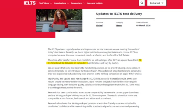 雅思2026年全面取消纸笔考试